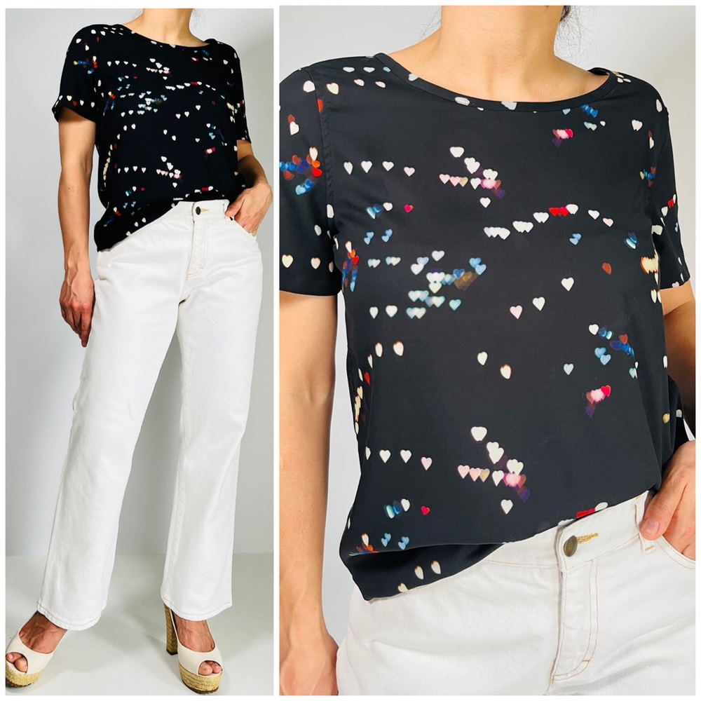 EQUIPMENT FEMME hearts blouse top tee - Picture 3 of 10